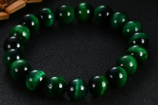 Natural Tigers Eye (Green)- Beaded Bracelet