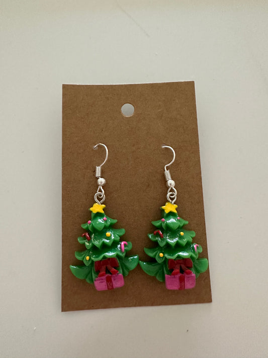 Dangling Christmas Tree Earrings