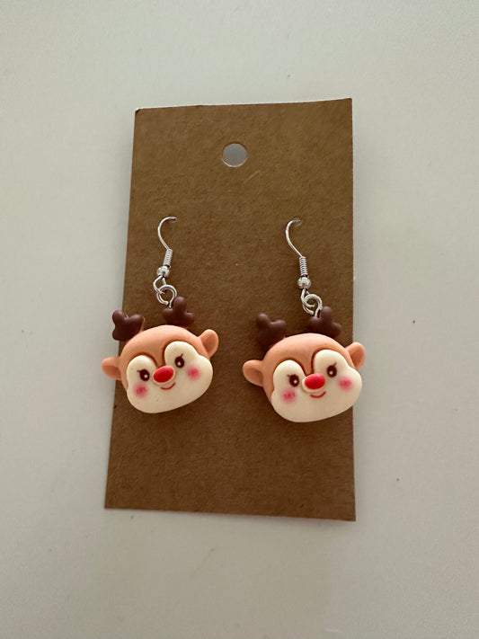 Dangling Rudolph Face earrings