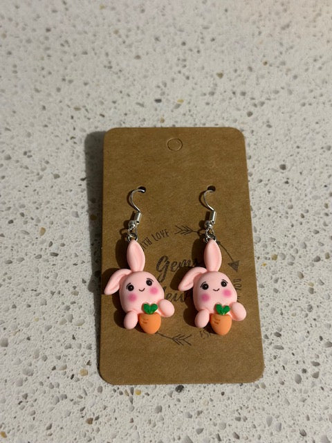 Pink Bunny Dangle Earrings