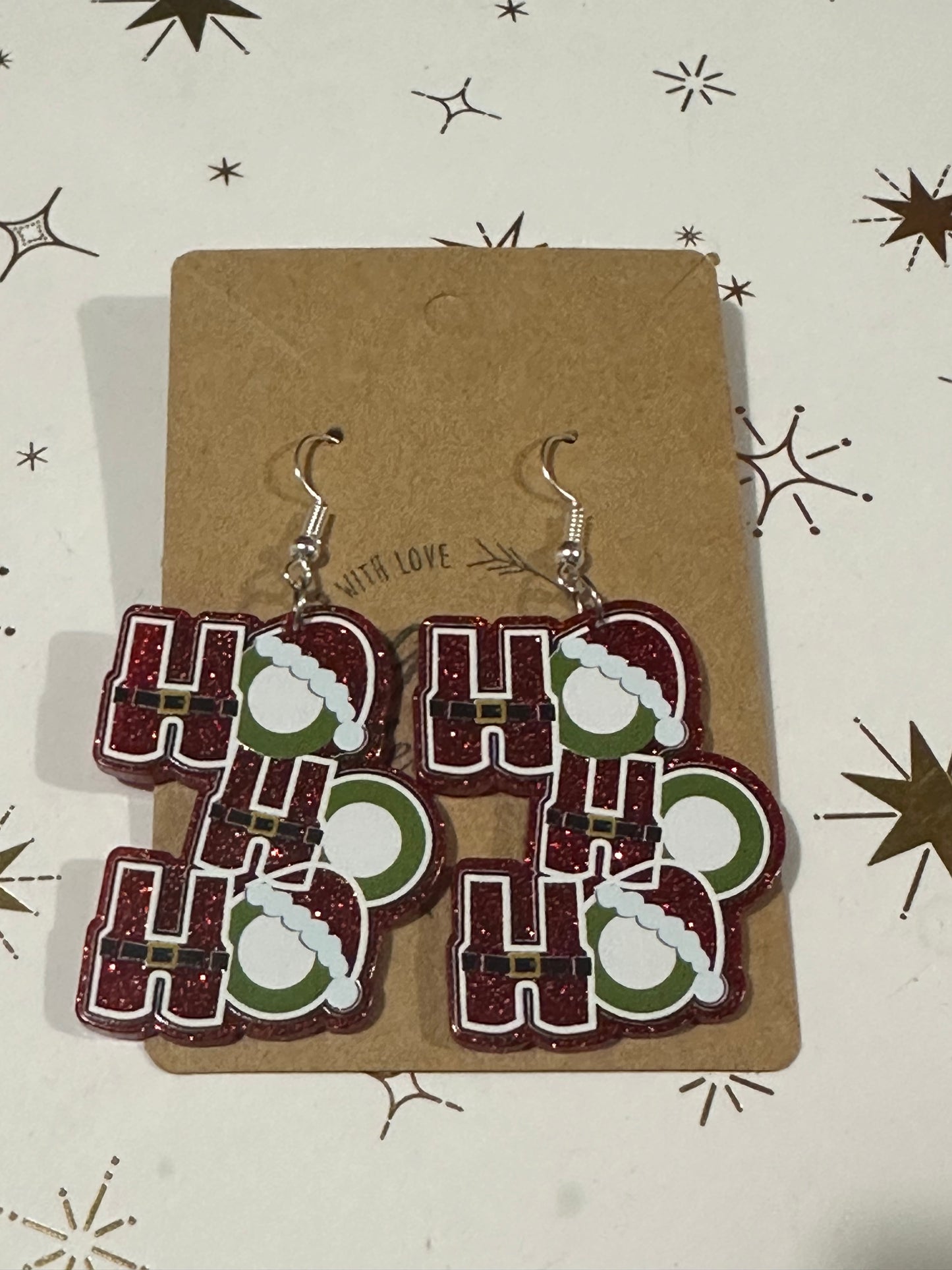 Ho Ho Ho Sparkly Dangle Earrings