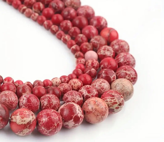 Red Imperial Jasper Beaded Bracelet